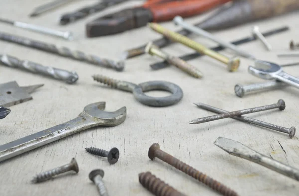 Assortiment de vieux outils de travail sur bois — Photo