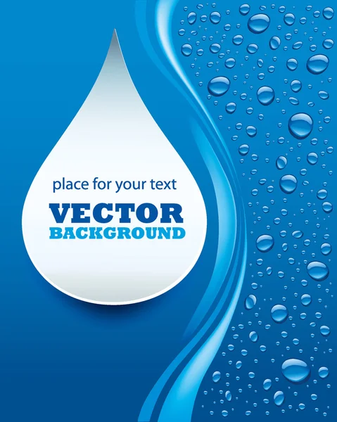Blauwe water drops achtergrond met plaats voor tekst — Stockvector