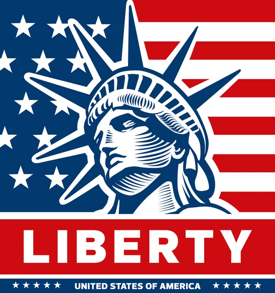 自由の女神像。ニューヨークのランドマーク、自由と民主主義の象徴. — ストックベクタ