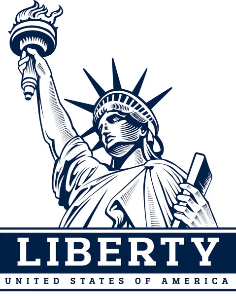 自由の女神像。ニューヨークのランドマーク、自由と民主主義の象徴. — ストックベクタ