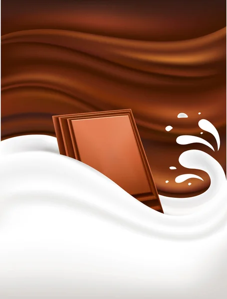 Milk splash with chocolate — Stock Vector