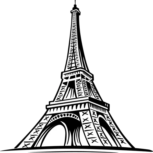 Torre Eiffel dibujada a mano, París, Francia — Vector de stock