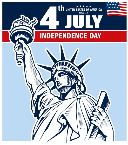 Čtvrtého července den nezávislosti USA, svoboda socha hlavy, Nyc — Stockový vektor