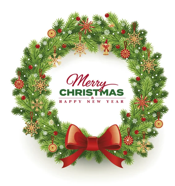 Christmas Wreath Traditional Decorations — Stock Vector