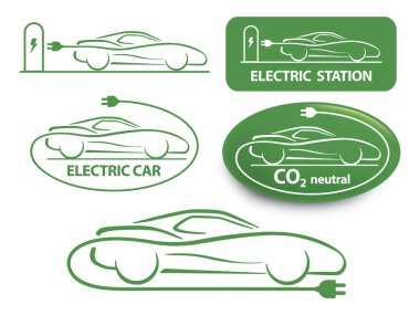 farklı elektrikli araba simgeleri, çevresel sürüş konsepti