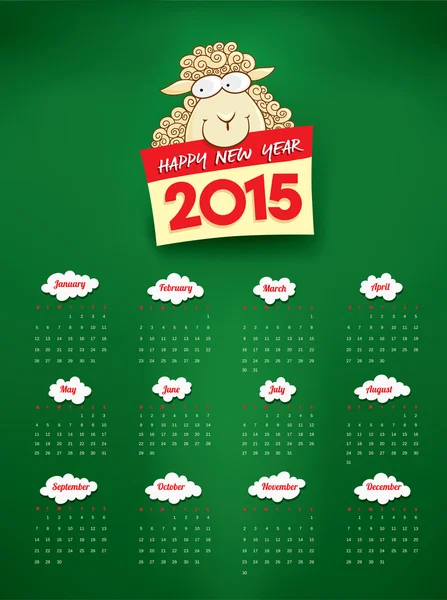 2015 r. kalendarz z śmieszne owiec — Wektor stockowy
