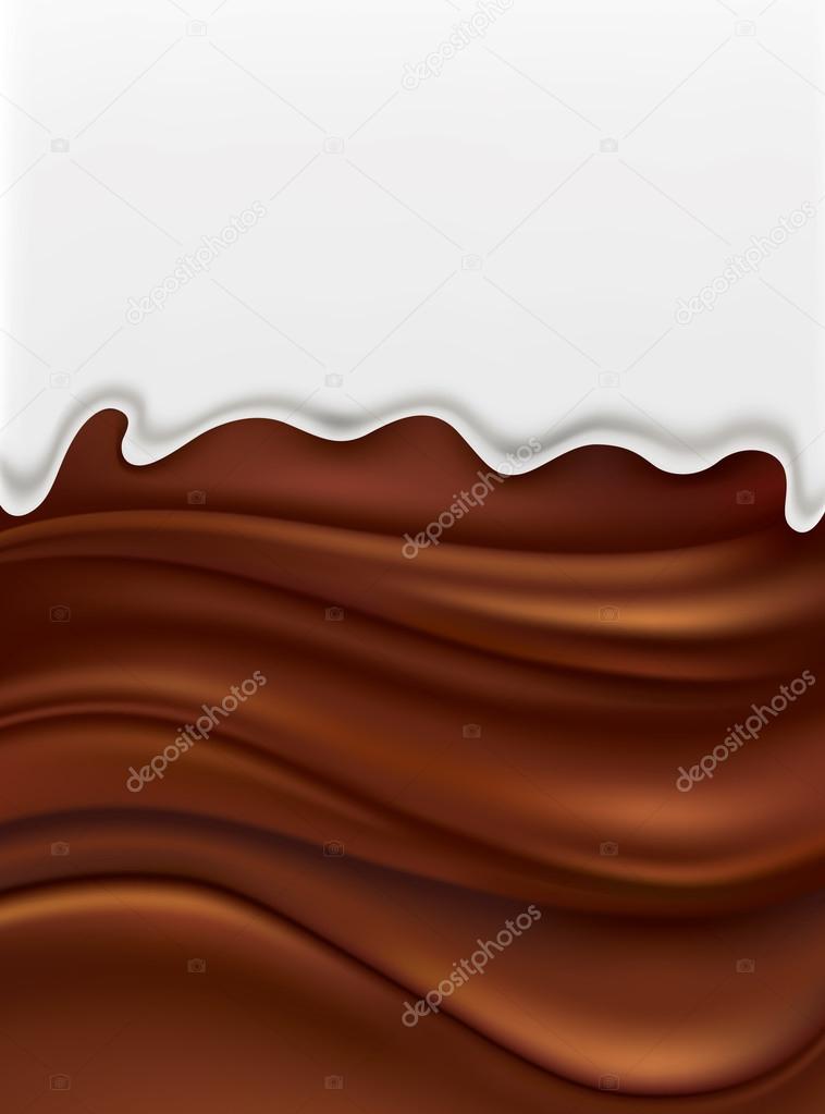 Milk splash on chocolate background