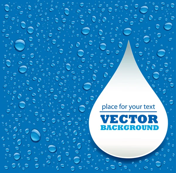 Blauwe water drops achtergrond met plaats voor tekst — Stockvector