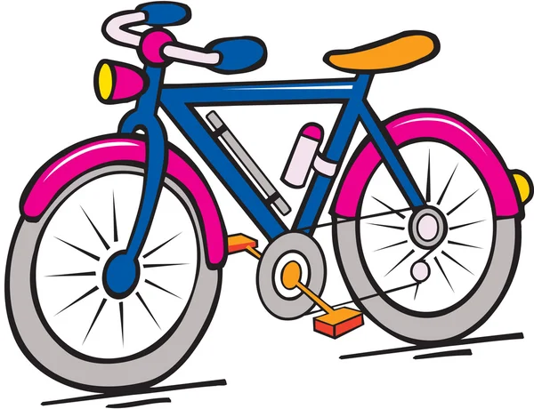 Divertida caricatura de bicicleta multicolor — Vector de stock