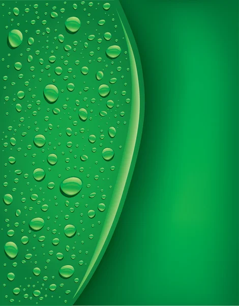 Green water drops background with place for text — Stock Vector