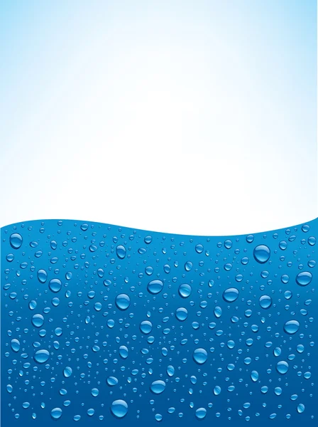 Gotas de agua sobre fondo azul con lugar para texto — Archivo Imágenes Vectoriales