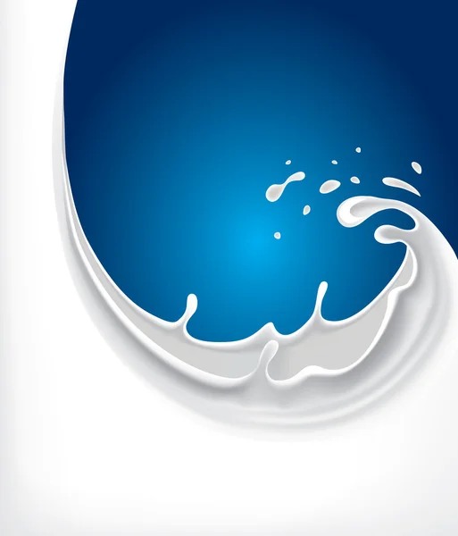 Fresh milk splash on blue background — 图库矢量图片