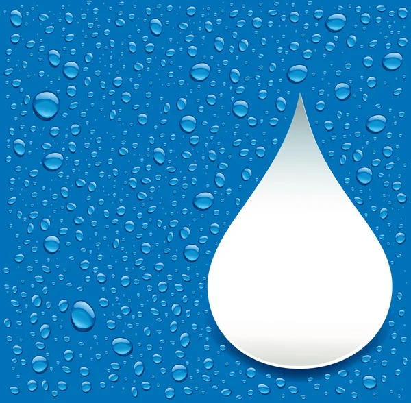 Gotas de agua sobre fondo azul con lugar para texto — Vector de stock