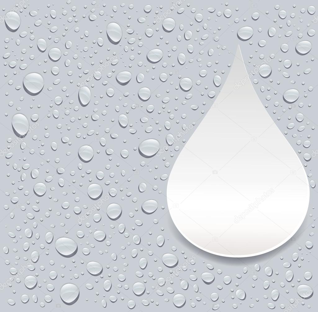 water drops on grey background with place for text