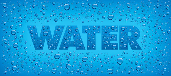 many water drops on blue background