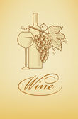 bor szimbólum, üveg-üveg, szőlő és levél