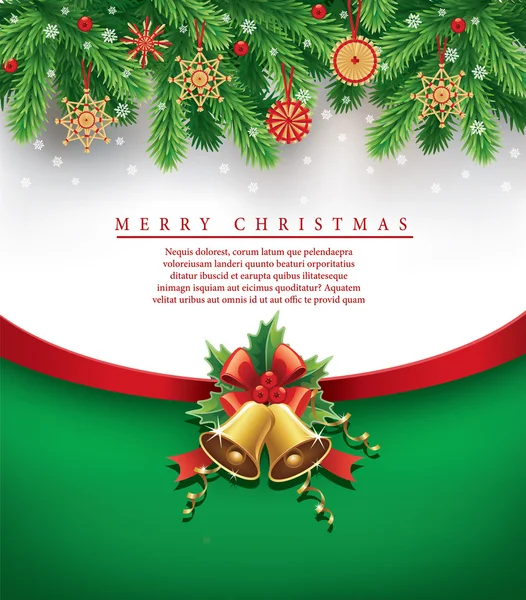 Веселый рождественский фон с традиционными соломенными украшениями — стоковый вектор
