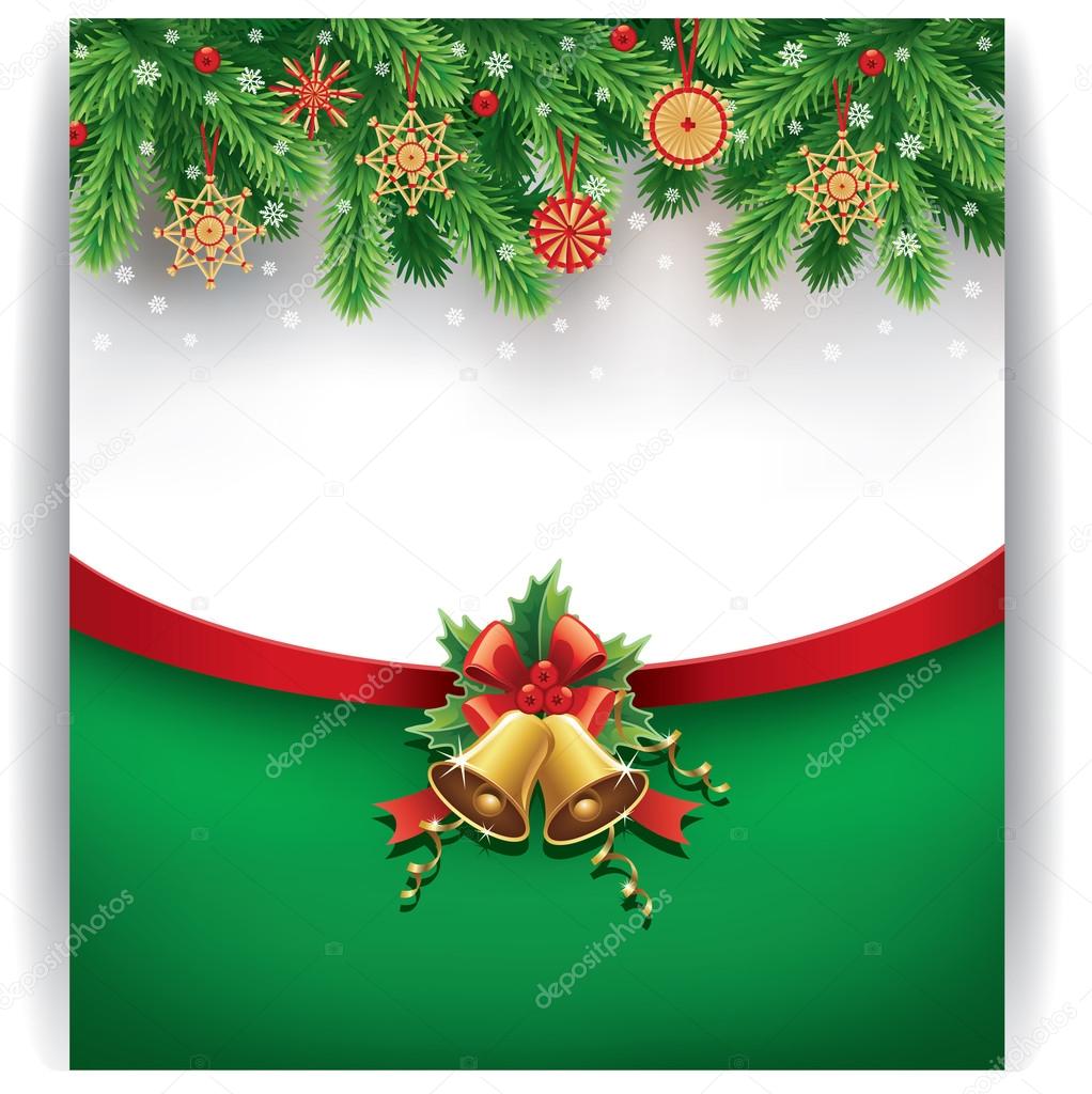 merry christmas background with traditional straw decorations