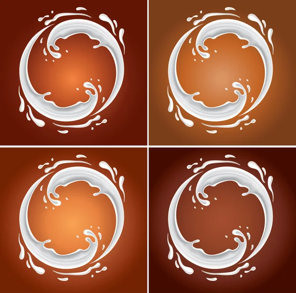 Milk circle on different chocolate background — Stock Vector