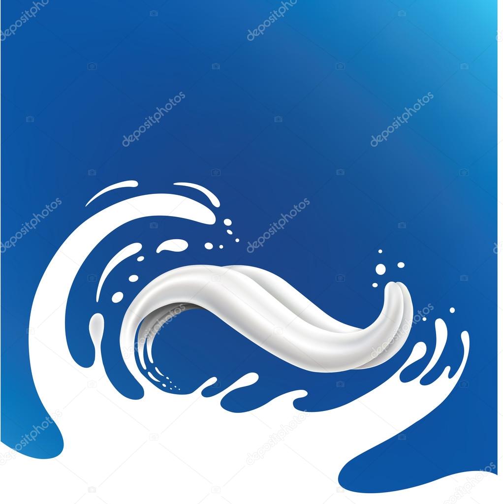 milk splash with tongue on blue background