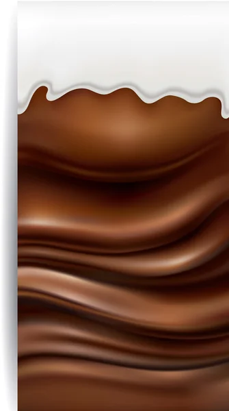 Çikolata arka plan üzerinde süt — Stok Vektör
