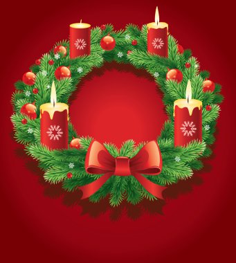 Noel öncesi için mumlar yanan ile Noel çelenk