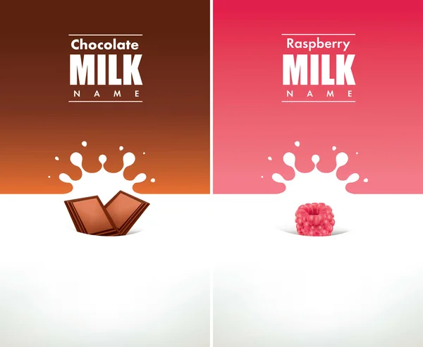 Éclaboussure de lait au chocolat et framboise — Image vectorielle