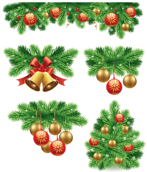 Traditiona decoraciones navideñas y guirnaldas — Vector de stock