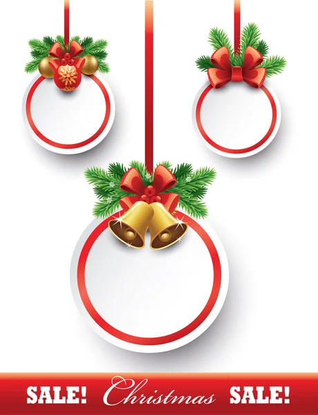 Weihnachtsgeschenkkarte mit Schleife und Satinschleife. Vektorillustration. — Stockvektor