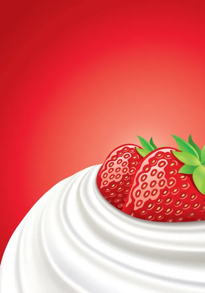 Milchcreme mit Erdbeere — Stockvektor