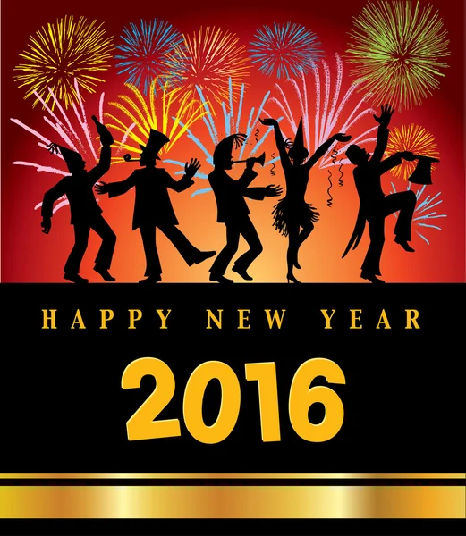 お祝いの人々 と 2016年新年あけましておめでとうございます背景 — ストックベクタ