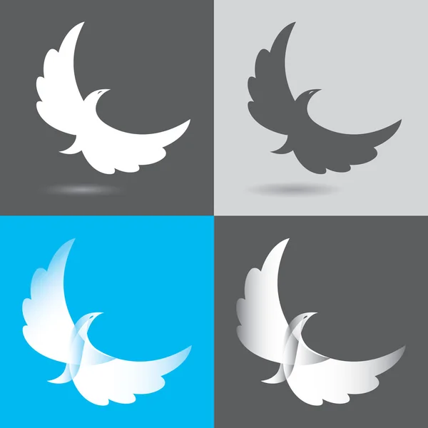 Set of four stylized rising flying bird icon — Image vectorielle