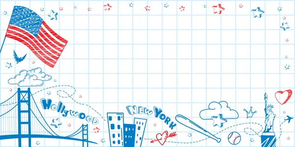 USA horizontale toerisme vector achtergrond — Stockvector