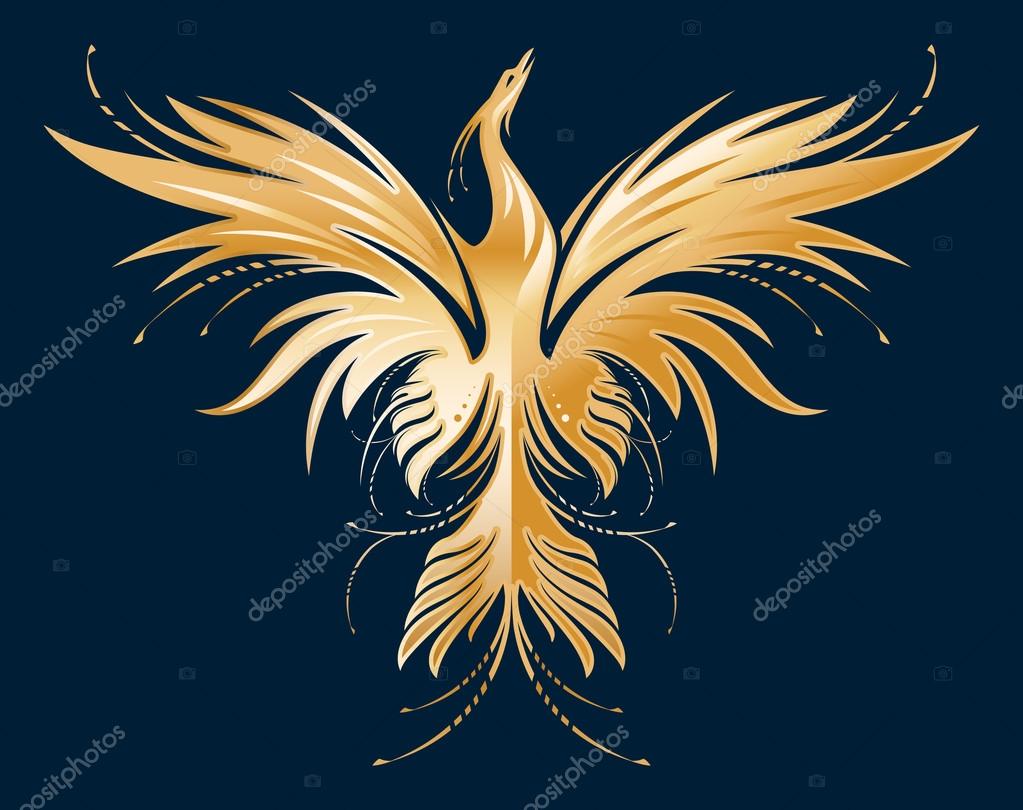 Golden Phoenix Silhouette Stock Vector Image By C R I S E