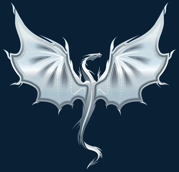 Silueta Dragón de Plata — Vector de stock