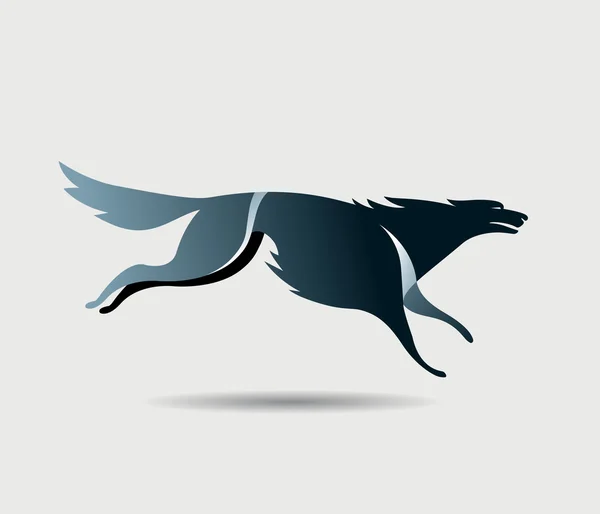 Correr icono lobo negro — Vector de stock