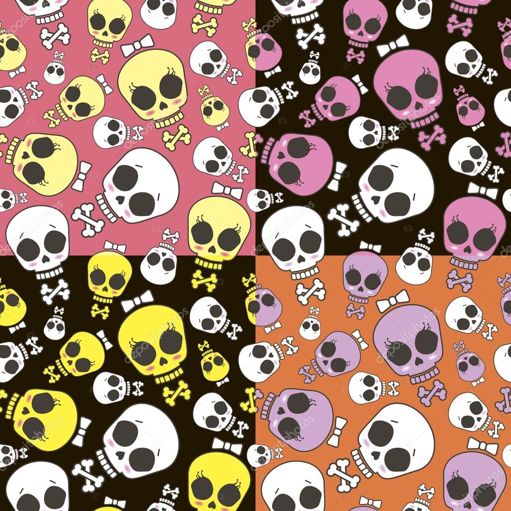Cute emo skull pattern