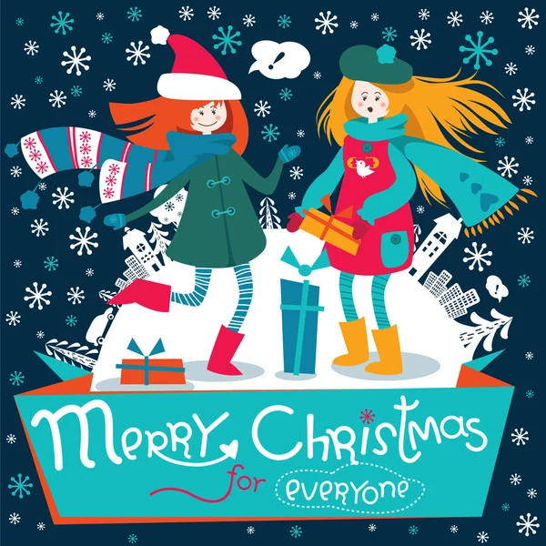 Vektör şık Noel ve yılbaşı tebrik kartı