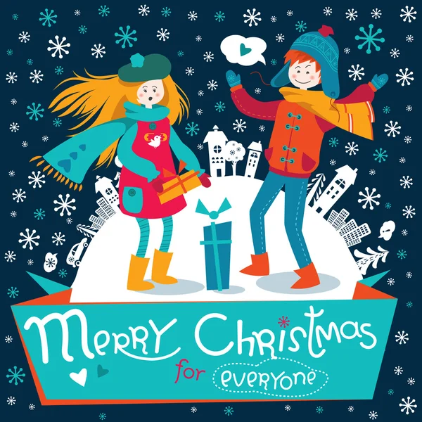 Vektör şık Noel ve yılbaşı tebrik kartı.