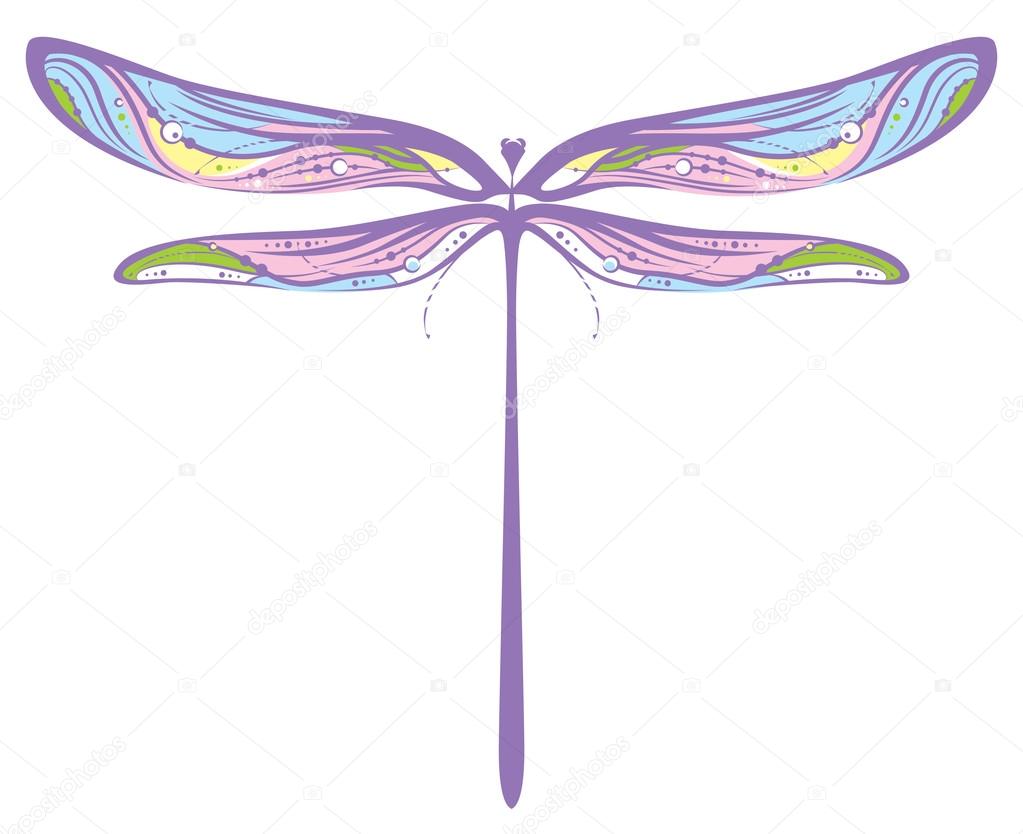 Multicolored stylized dragonfly in vector.