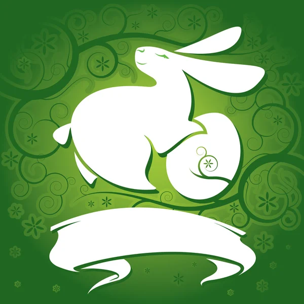 Tarjeta de felicitación de Pascua con conejo — Vector de stock