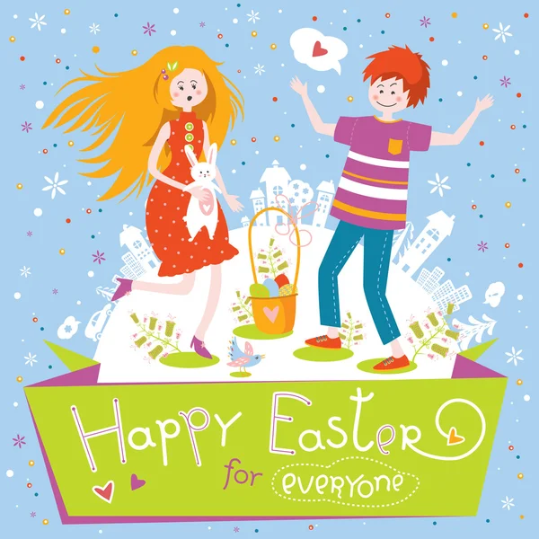 Happy Easter wenskaart in vector. — Stockvector