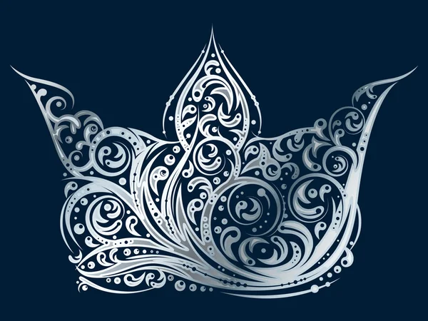 Silver ornated crown — Stock Vector