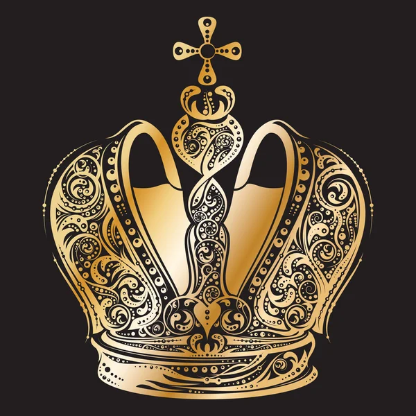 Coroa ornamentada imperial dourada — Vetor de Stock