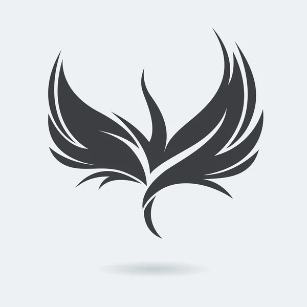 Ícone de pássaro voador crescente estilizado — Vetor de Stock