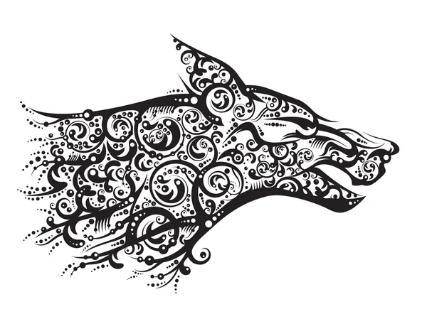 Siyah kurt baş profil stilize