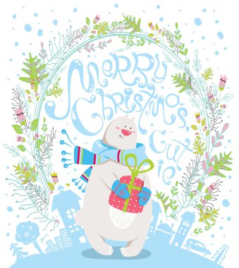 Neşeli Noel karikatür tebrik kartı