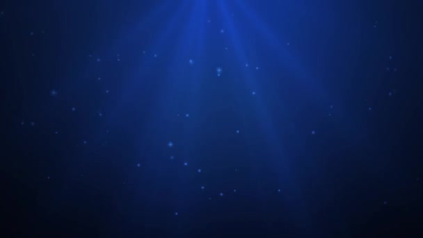 Blauwe magische licht - glanzende deeltjes en stralen — Stockvideo
