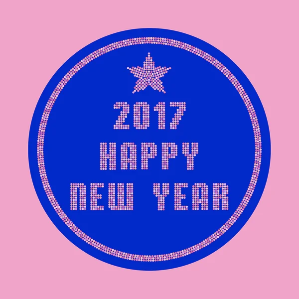 Happy New Year 2017 Greeting Card made of pink mosaic particles — Stock Photo, Image