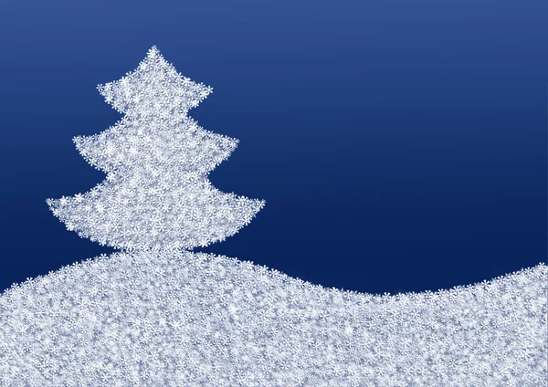 A karácsonyfa hópelyhek készült kék háttér — Stock Fotó